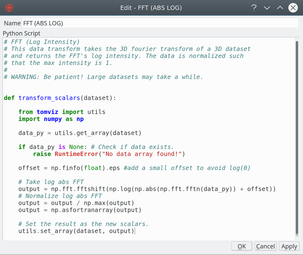 Tomviz Python operator